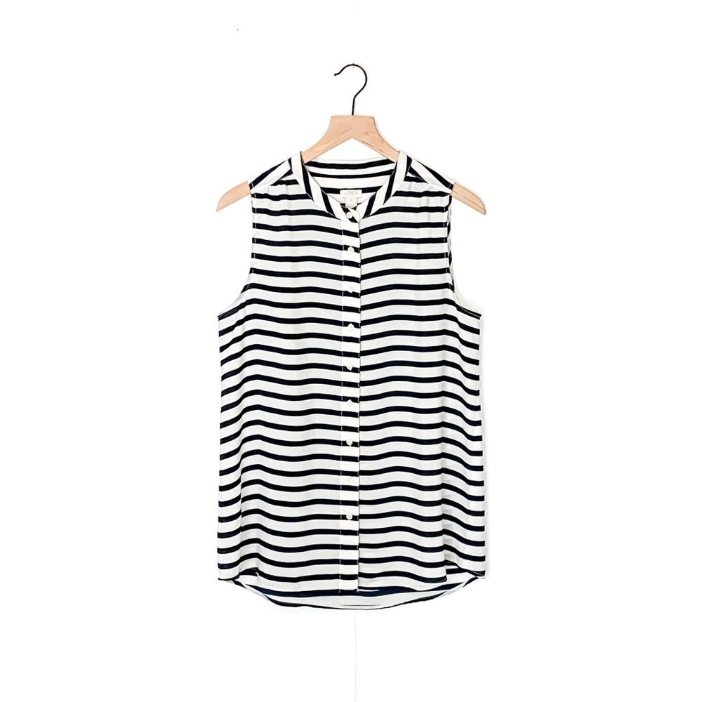 J. CREW FACTORY blue white striped sleeveless top
